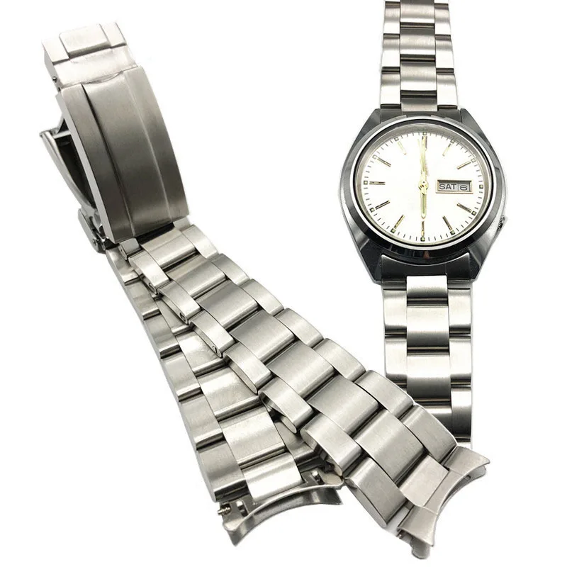 Ремешок для часов Seiko 5 из нержавеющей стали серебристый 19 мм