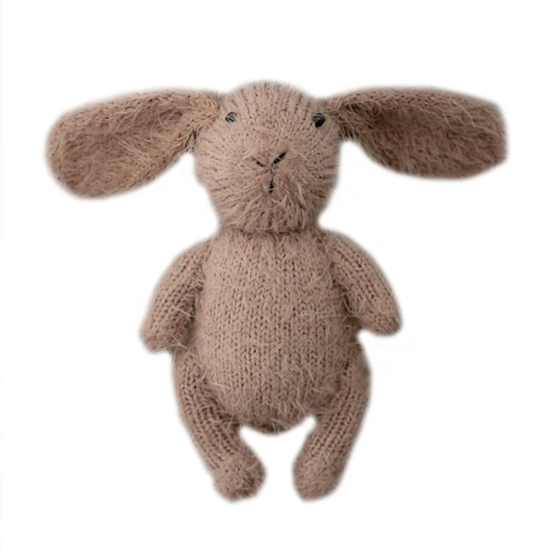 

Newborn Mohair Rabbit Toy Photography Prop Baby Handmade Knit Bunny Newborn Stuffer Animal Photography Props