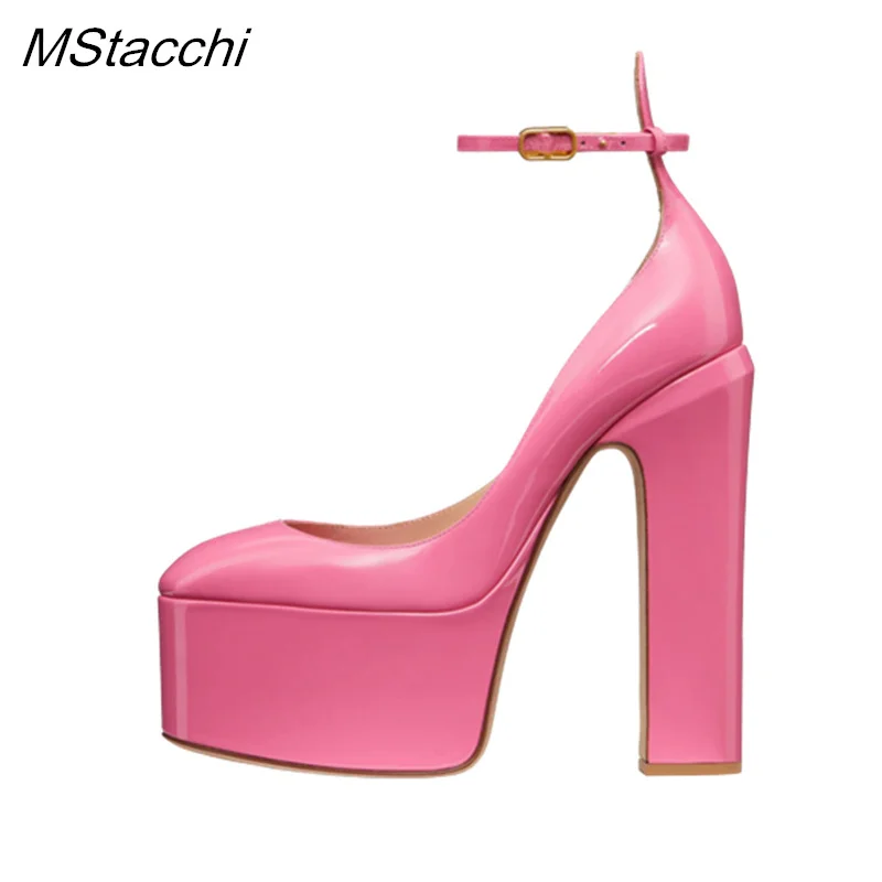 

Туфли-лодочки женские на массивном каблуке, элегантная лакированная кожа, офисная обувь, роскошные брендовые туфли на высоком каблуке и платформе, лето 2023