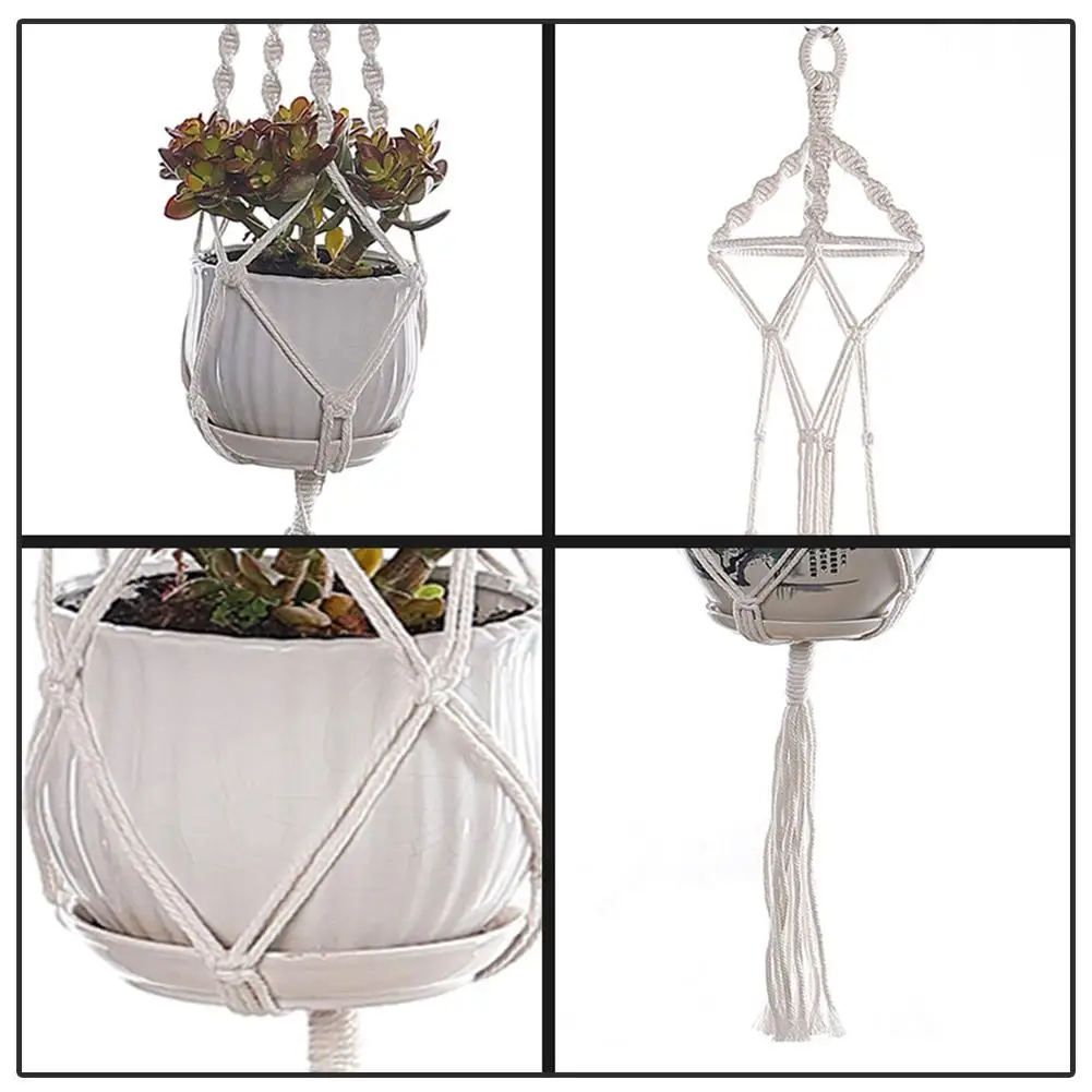 Плетеная веревка 105 см подвесная корзина сетчатая вешалка для цветочных горшков