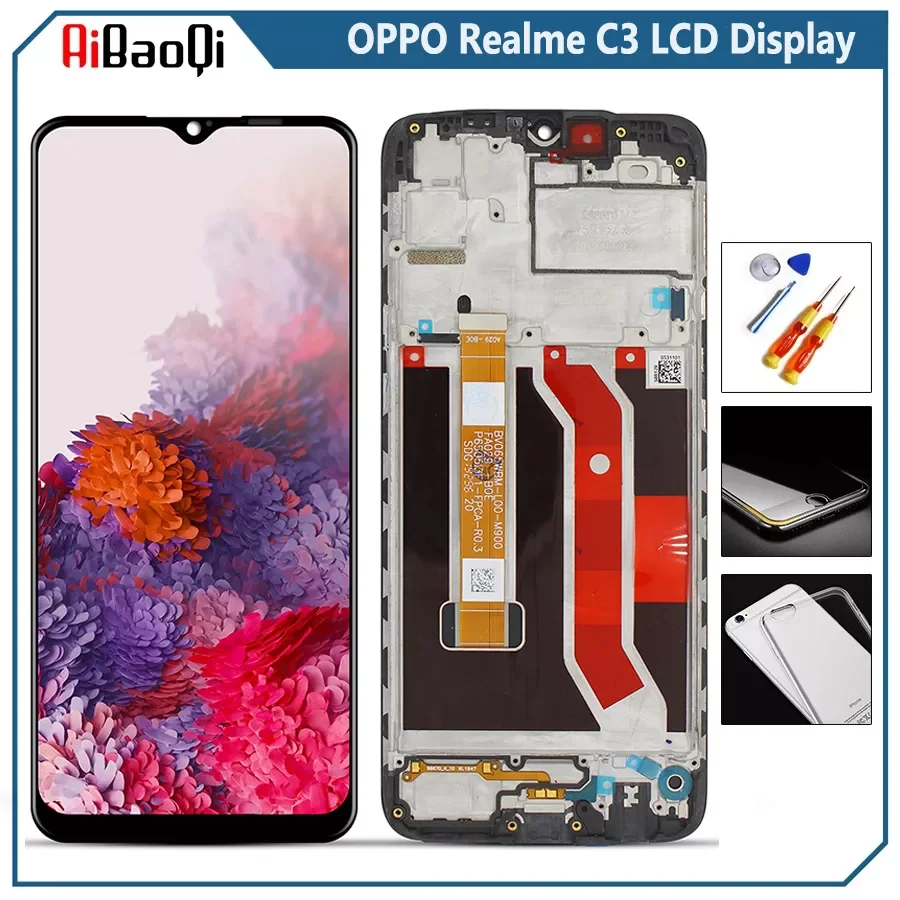 

For OPPO Realme C3 RMX2027 LCD Display Screen Touch Digitizer Assembly For 6.5 inch OPPO Realme C3 With Frame Replace