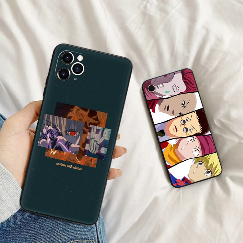 Силиконовые черные чехлы для телефонов iphone 16 Pro Max 7 8 14 15 Plus SE XR 11 12 13 Mini 15Pro Hunter X Anime