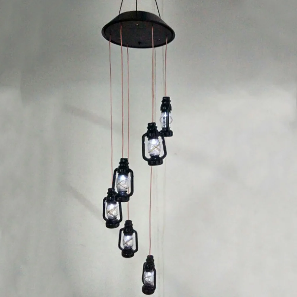 

Уличные праздвечерние чные ветряные колокольчики на солнечной батарее с шестью фонариками, энергосберегасветодиодный лампочка, меняющая ...