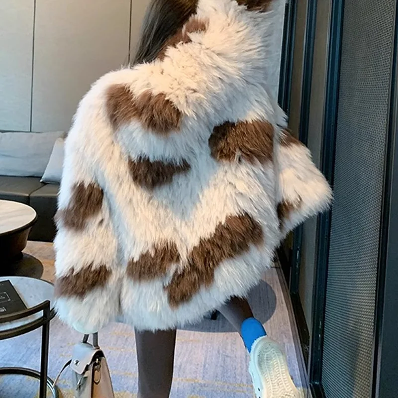 Новинка 2024 зимнее двухстороннее плетеное пальто Haining из лисьего меха контрастных