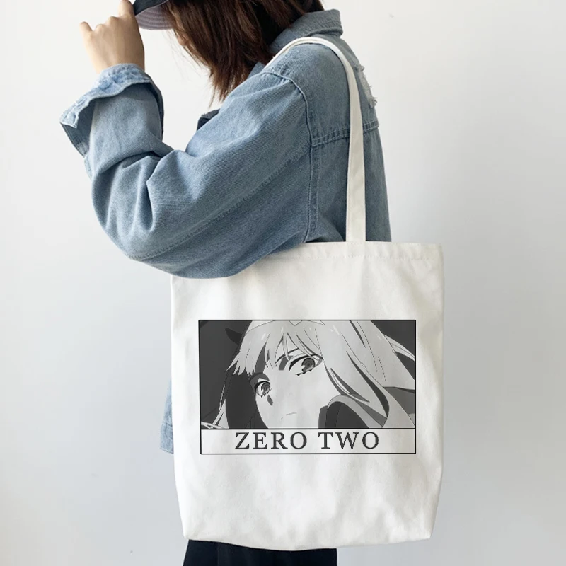 

Anime Tote Bag Zero Two Darling In The Franxx Anime Bag Manga Casual Shopper Bags Handbags Shoulder Bags Canvas Shopping Bag
