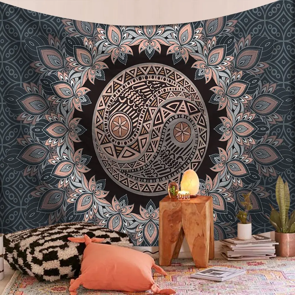 

Bronze Array Buddha Back Flowe Mandala Witchcraft Tapestry Wall Hanging Travel Mattress Bohemian Tapestries Decoration Ancient