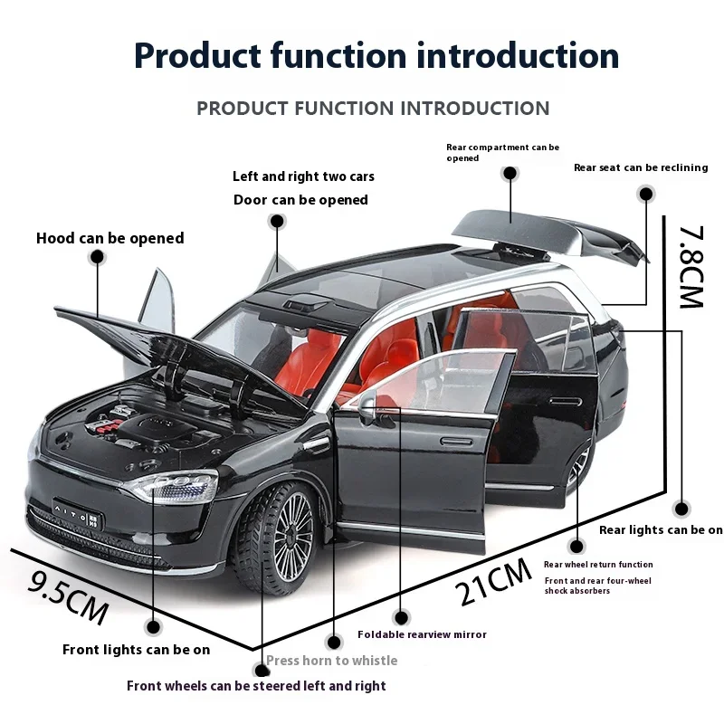 Внедорожник Aito M9 Масштаб 1:24 Литая Под Давлением Модель Автомобиля Со Звуком И