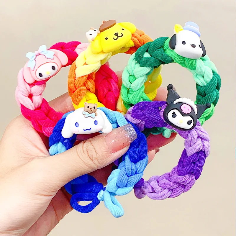 Kawaii Мультфильм Kuromi трикотажная веревка для волос браслет девочек друзей Милая