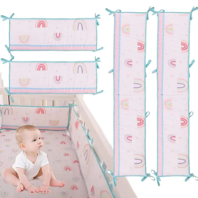 

Crib Liner Bumper Pads Mesh Crib Bumpers 4pcs/Set Four-Sided Side Padding Bumpers Protective Crib Pads For Newborn For Baby