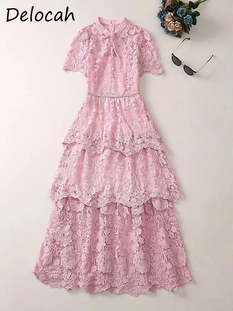 Женское платье-трапеция Delocah элегантное однотонное кружевное платье