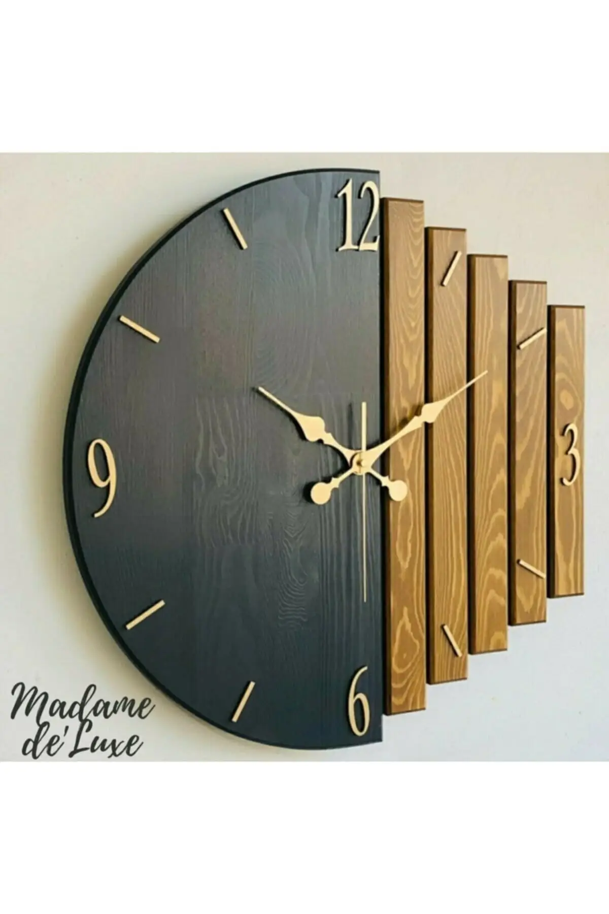 

Handmade Natural Solid Wood Wall Clock 40x40cm Anthracite And Walnut