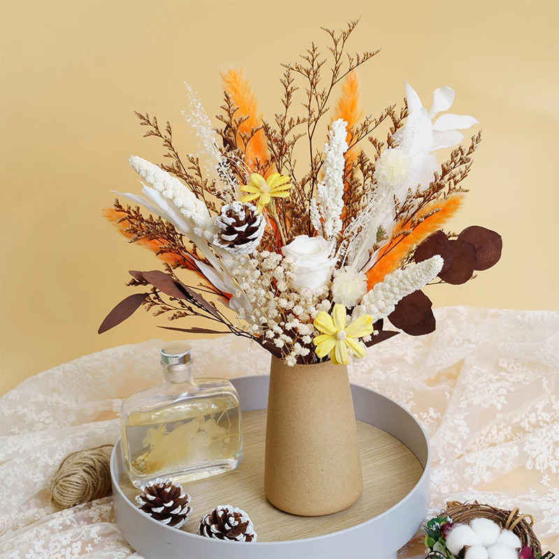 

Пампасная трава, Осеннее украшение, пушистые комнатные трагмиты, листья эвкалипта, Вечные розы, сушеные цветы, букет в стиле бохо, домашний д...