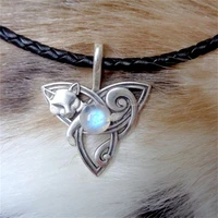 vintage silver color fox inlaid celtic knot mens ladies necklace banquet friends gathering couple gifts jewelry
