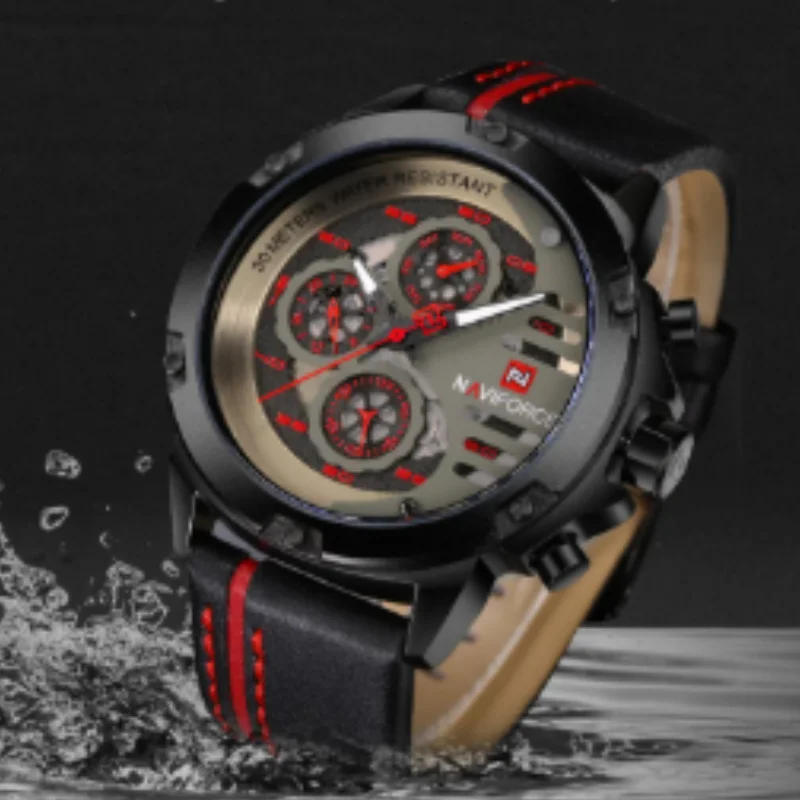 NAVIFORCE модные мужские часы, роскошные водонепроницаемые кварцевые часы с датой, кожаные спортивные наручные часы, повседневные часы, мужские Relojes Hombre 2020 (art.: 3920cdf8a437d) - 3920cdf8a437d