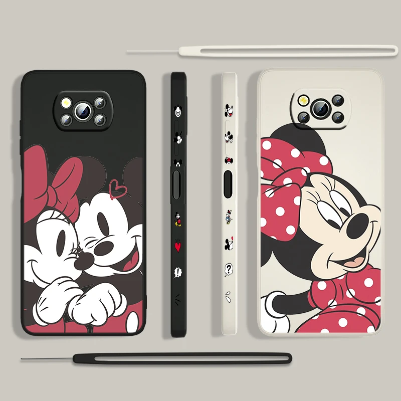 

Mickey Mouse Minnie Love For Xiaomi Poco X3 Pro NFC F3 GT M3 M4 C3 X2 Mi 11T 10T Pro Lite 5G Liquid Left Rope Phone Case Cover