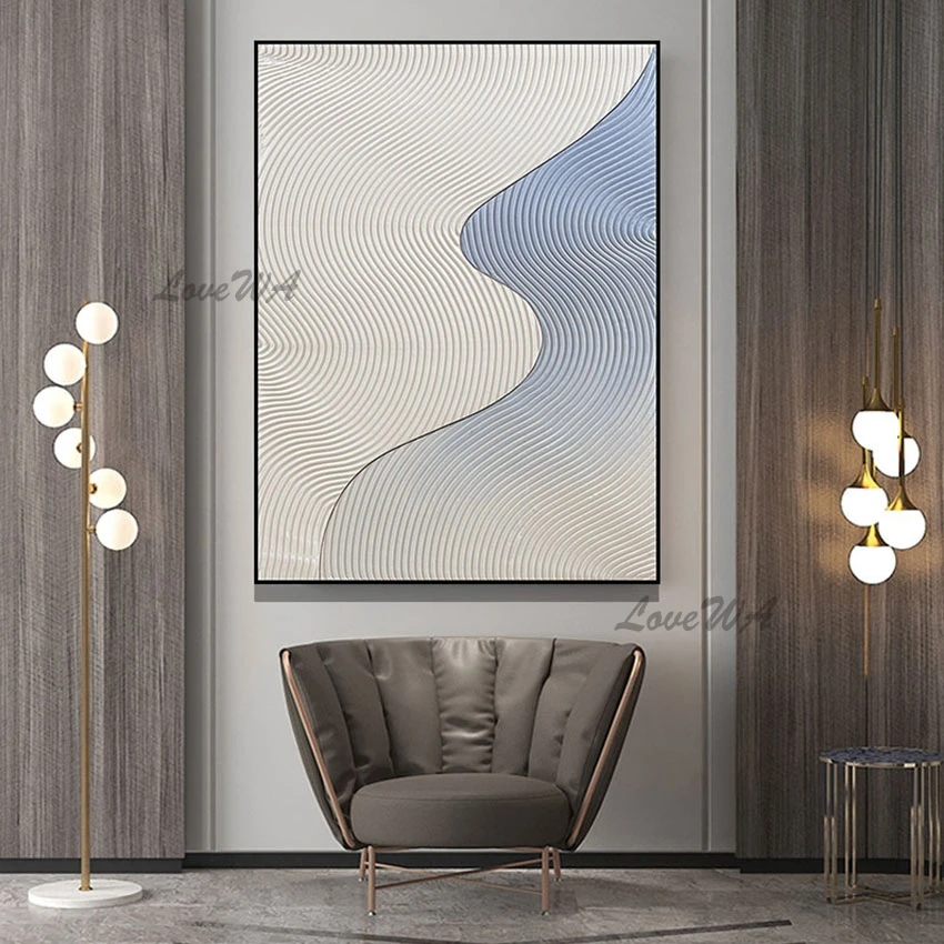 

Новое поступление, абстрактные 3D текстурированные линии, холст, искусство ручной работы, Настенный декор, художественная картина маслом, ка...