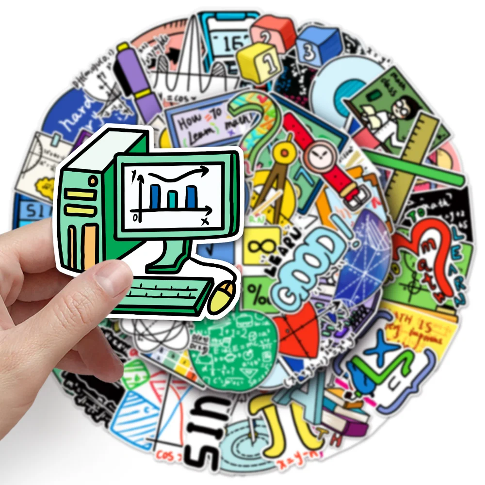 

10/50PCS Mathematical Formula Cartoon Stickers Decals Laptop Skateboard Phone Luggage Motorcycle Waterproof Sticker Kids Toy