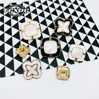 10pcs black white square metal buttons for clothing sewing material sewing accessories womens shirt coat buttons blouse buttons