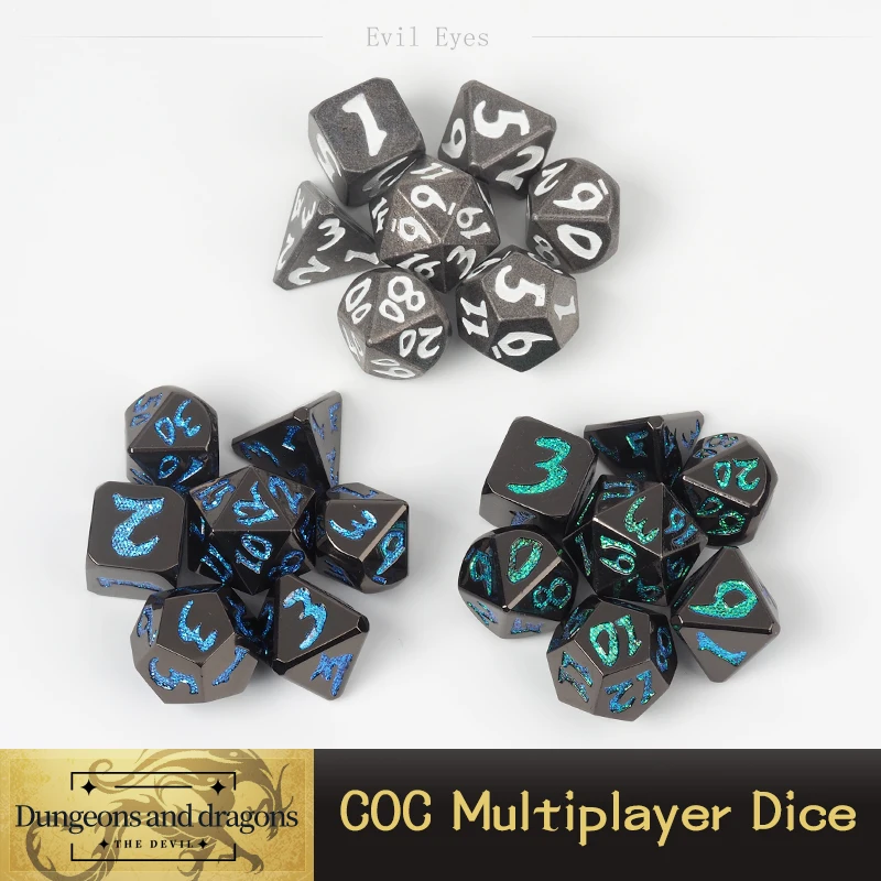 

Металлические цифровые игральные кости 7 многогранный звездный узор игральные кости с флуоресцентным металлическим материалом COC многопользовательские шахматы и игральные кости для карт