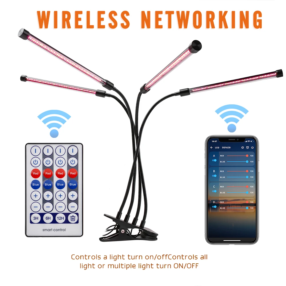 Фитолампа LVJING USB фитолампа полного спектра с управлением через приложение для