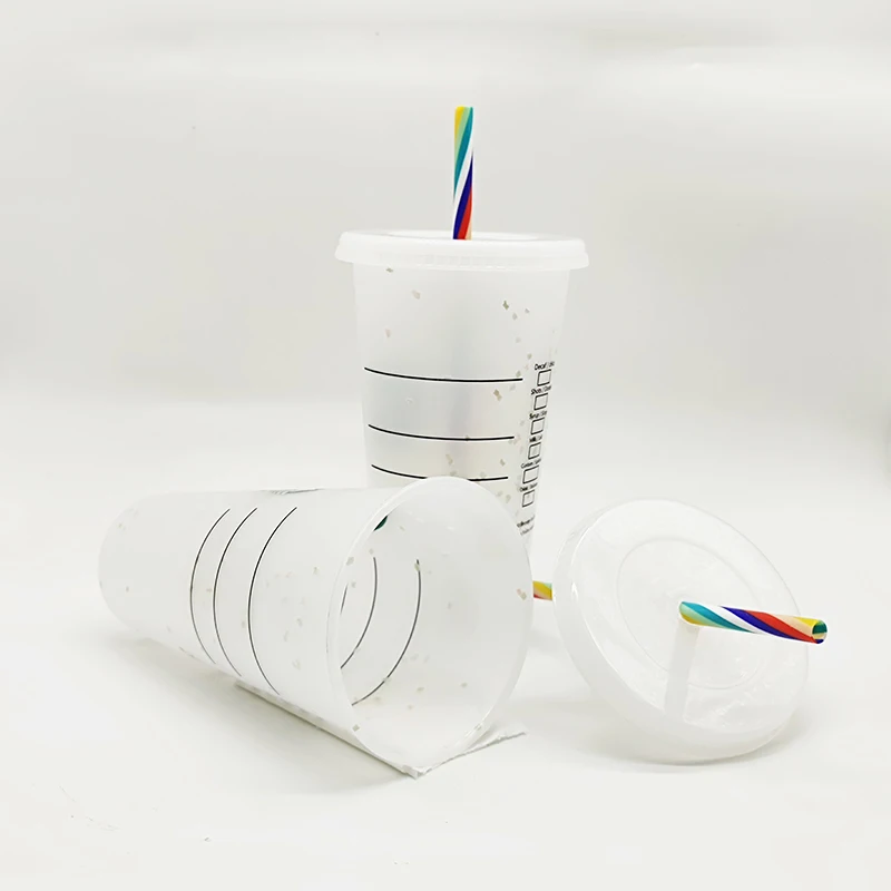 

Горшок для снега 710 мл, чашка для воды с соломинкой, пластиковая кофейная кружка с крышкой, белые пищевые парочки, чашки с логотипом, чашка дл...