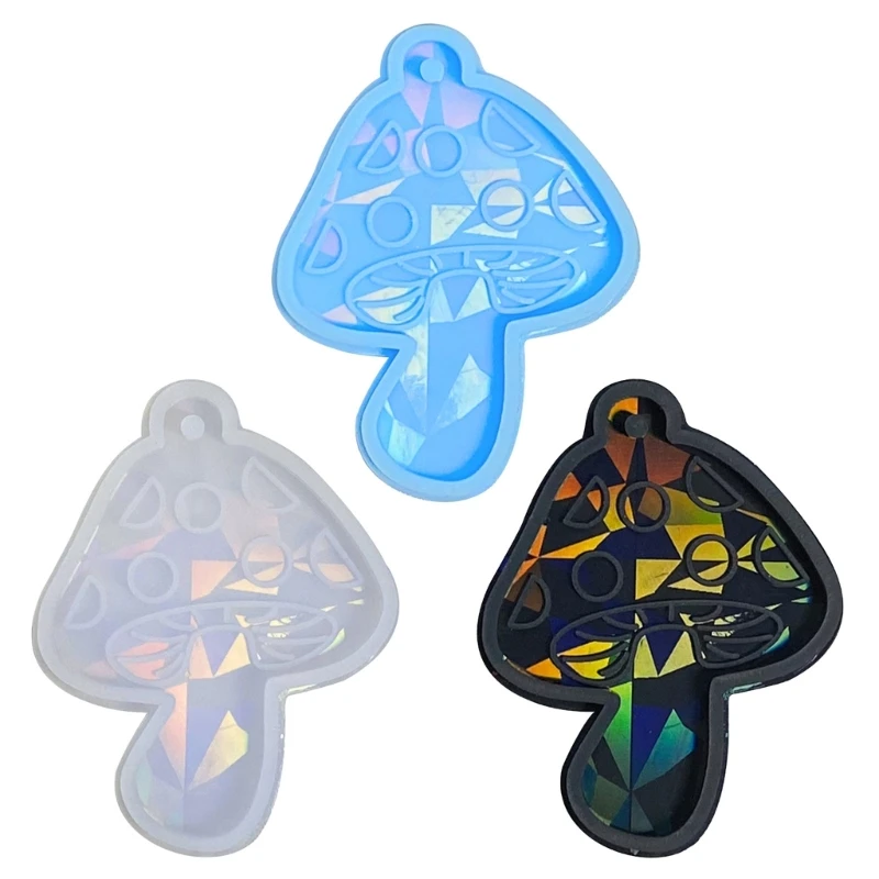

1PC Shiny Finish Mushroom Shape Resin Silicone Mold with a Hold for DIY Keychain