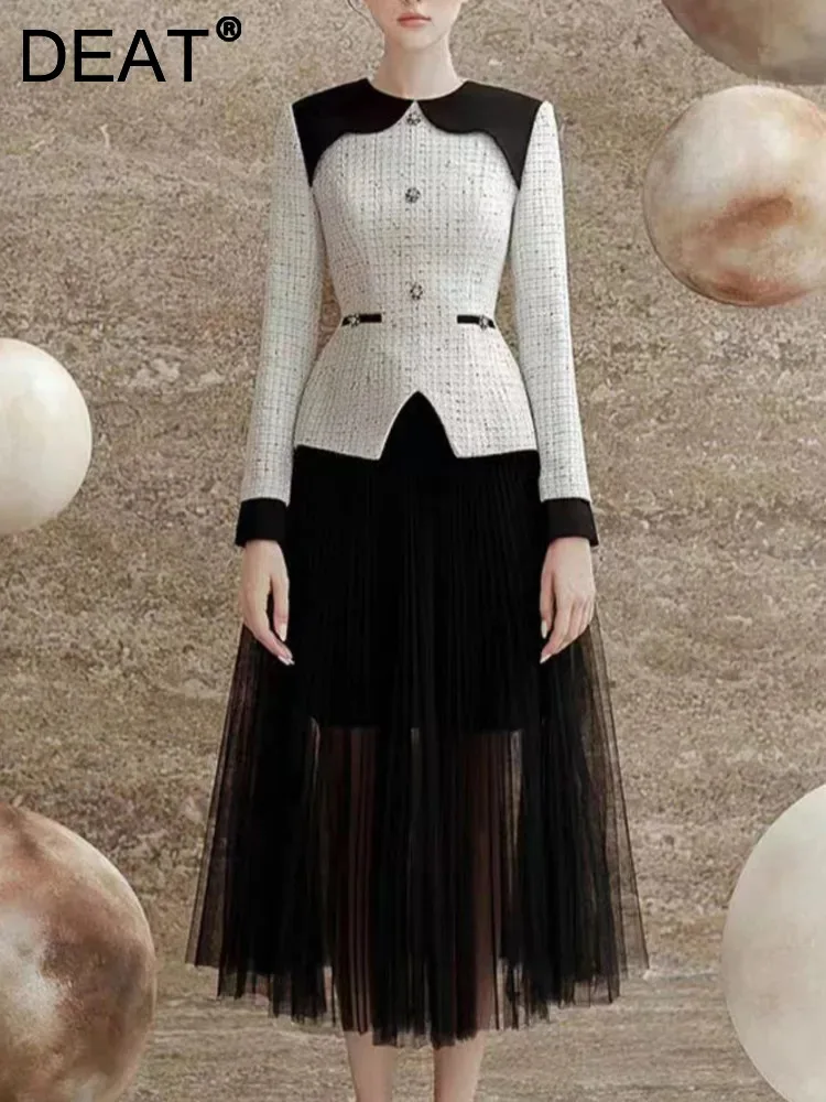 Женский твидовый костюм DEAT комплект из двух предметов тонкий сетчатый