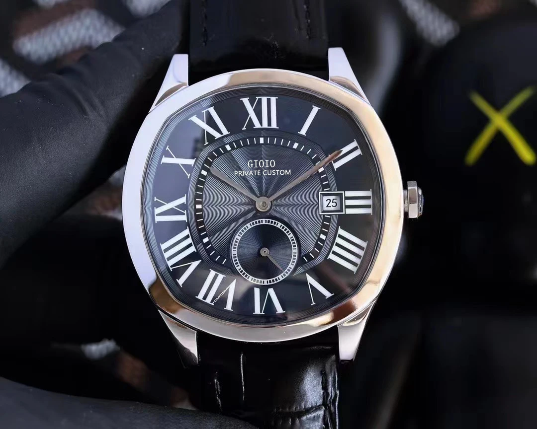 

41mm High Quality Mens Automatic Mechanical Watch Rose Gold Brown Leather Stainless Steel Luminous Calendar Rome White Black