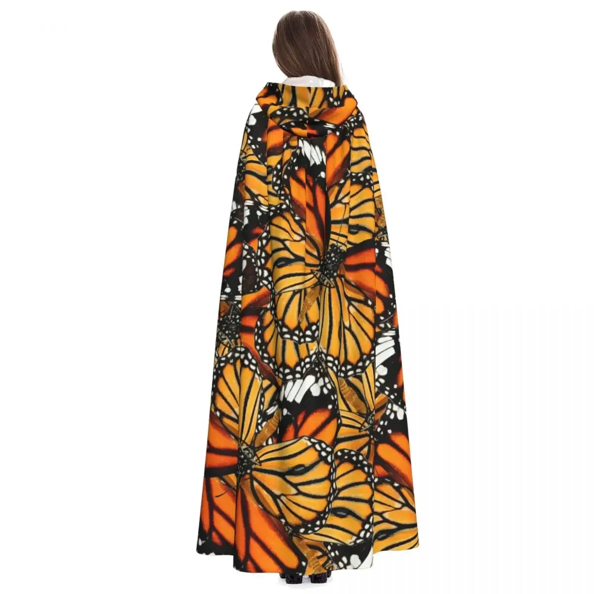 Оранжевый тигр бабочки с капюшоном плащ пальто Хэллоуин Косплей Костюм вампира