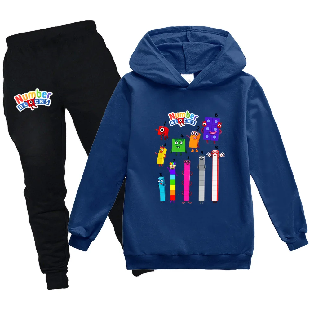 

Game Number Blocks Kids Sweater Hoodie Spring Autumn Tops Boys Girls Home Sports Leisure Hooded Long Sleeve Sweater Pants Set