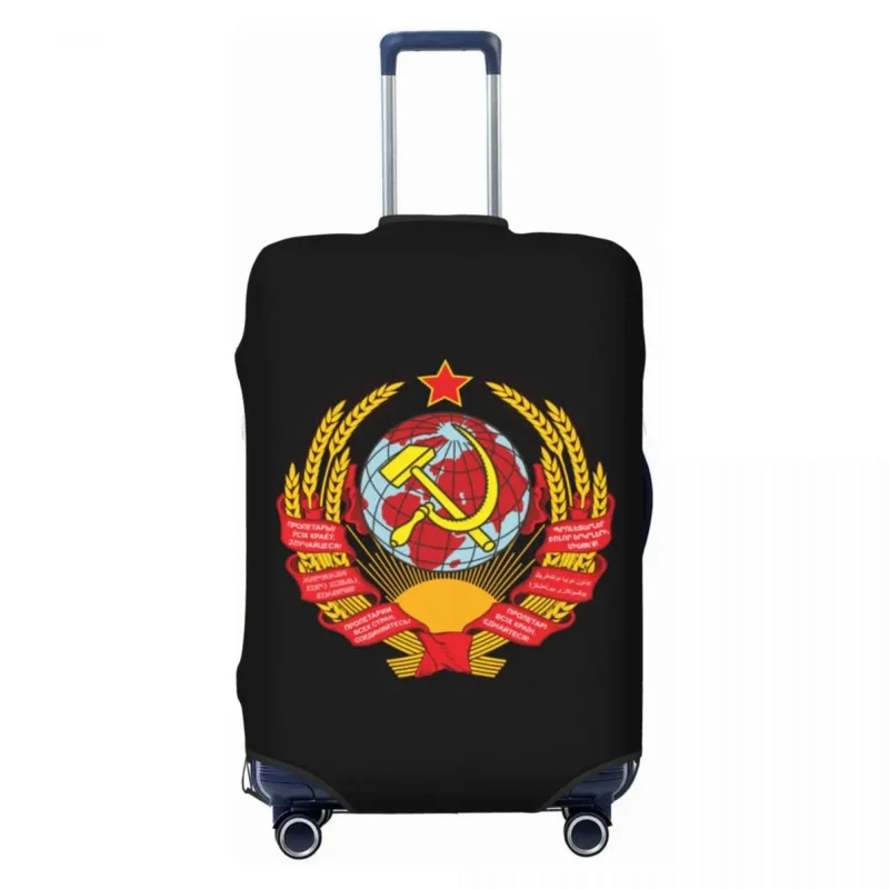 

Custom Coat Of Arms Of Soviet Union Luggage Cover Fashion CCCP Russia Suitcase Protector Covers Suit For 18-32 inch