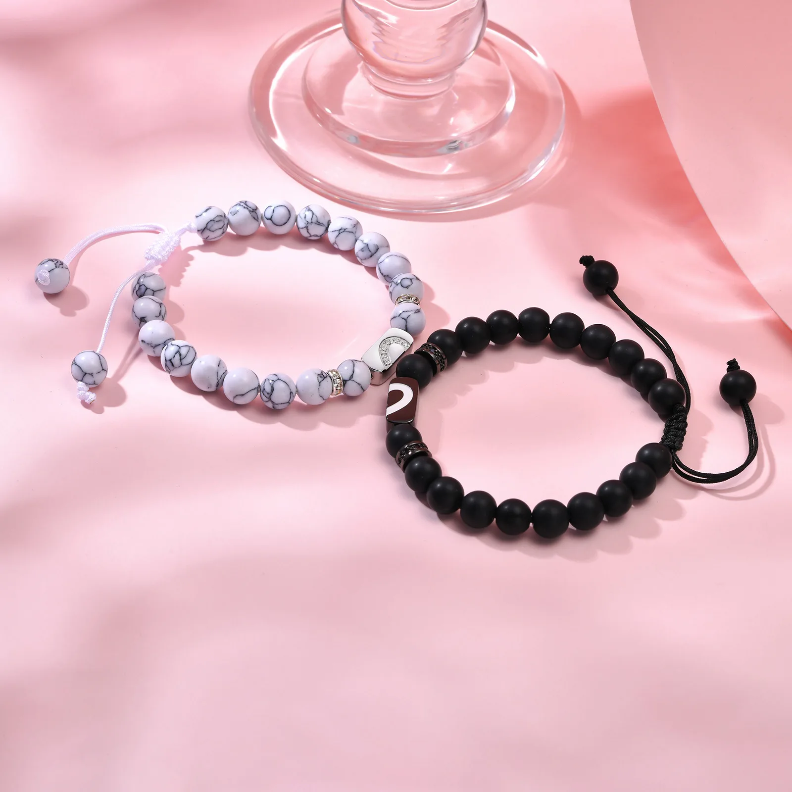 Браслеты для пар агат белый бирюзовый из нержавеющей стали камень бисер