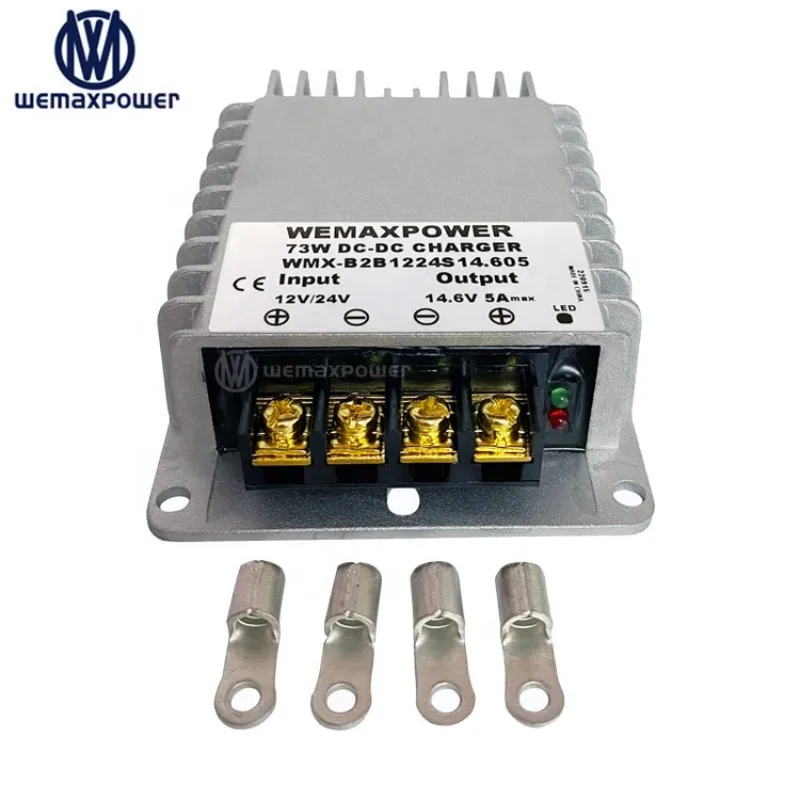 

Waterproof IP68 Lead acid /Li-ION /LiFePO4 Battery on RVs, exposed cars, campers, ships 12v to 14.6v 10A dc/dc charger