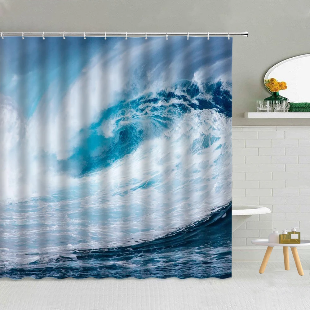

3D Printing Waterproof Polyester Fabric Machine Washable Bathtub Decoration Bath Curtains Set