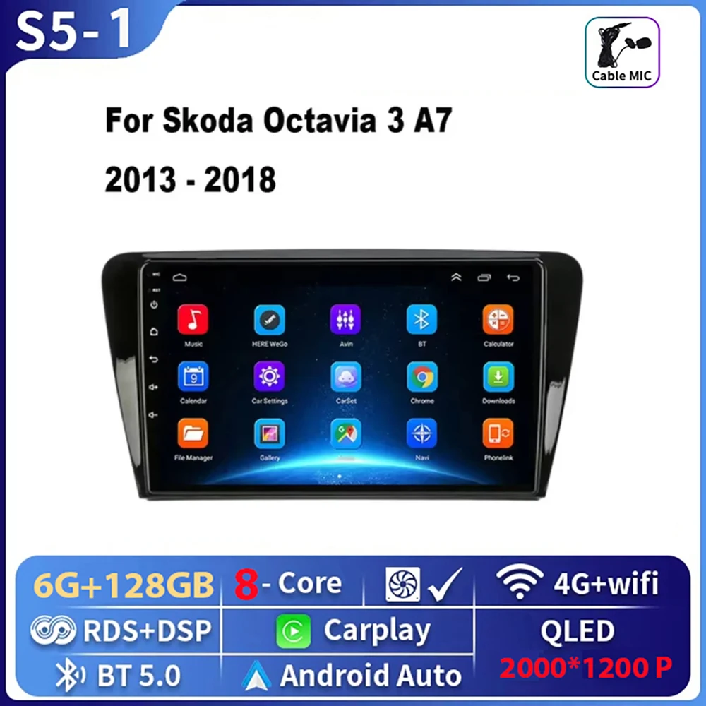 

Автомобильный радиоприемник Android 15, мультимедиа для Volkswagen SKODA Octavia 3 A7 2013-2018, видеоплеер, навигация, GPS, разделенный экран, 4G 2 Din