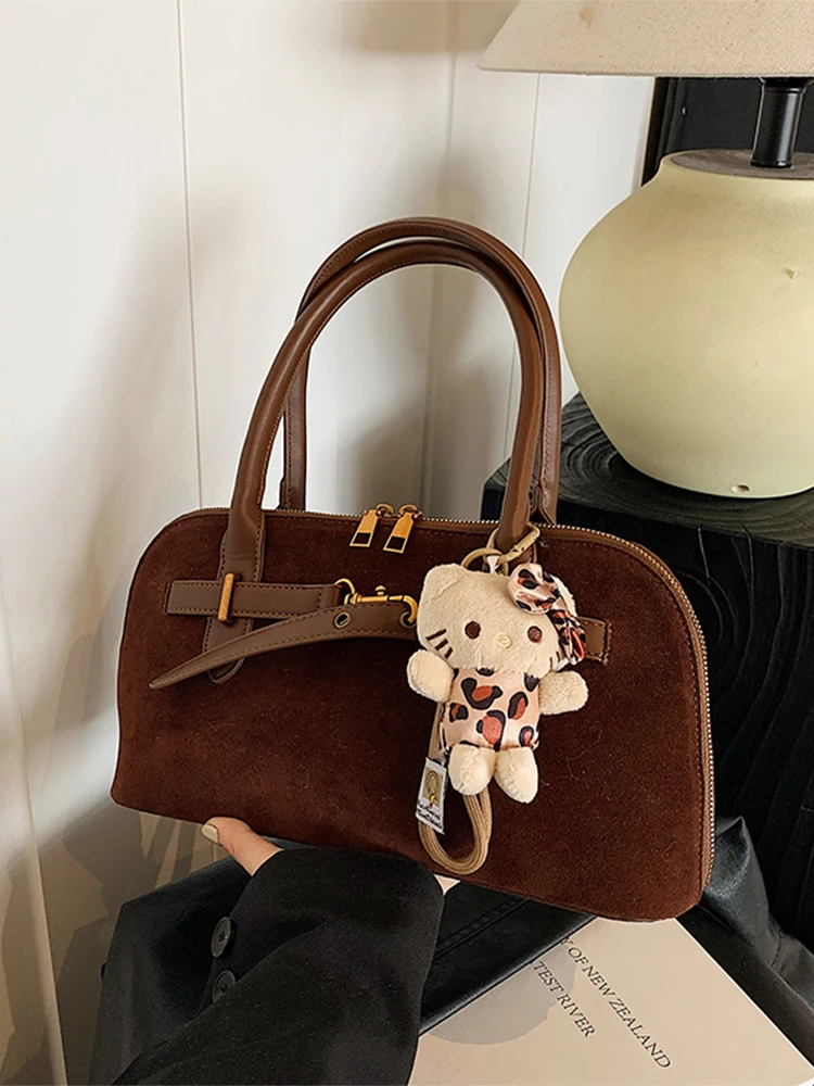 Женская высококачественная замшевая сумка 2024 осенняя ручная ретро-сумка через