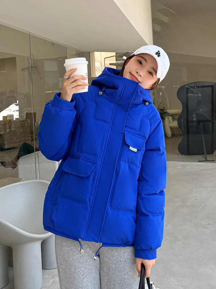 Winter Warm Thick Coats Women Clothes Short Parkas Fashion Black Cotton Padded Female Down Jacket Elegant Hooded Coat