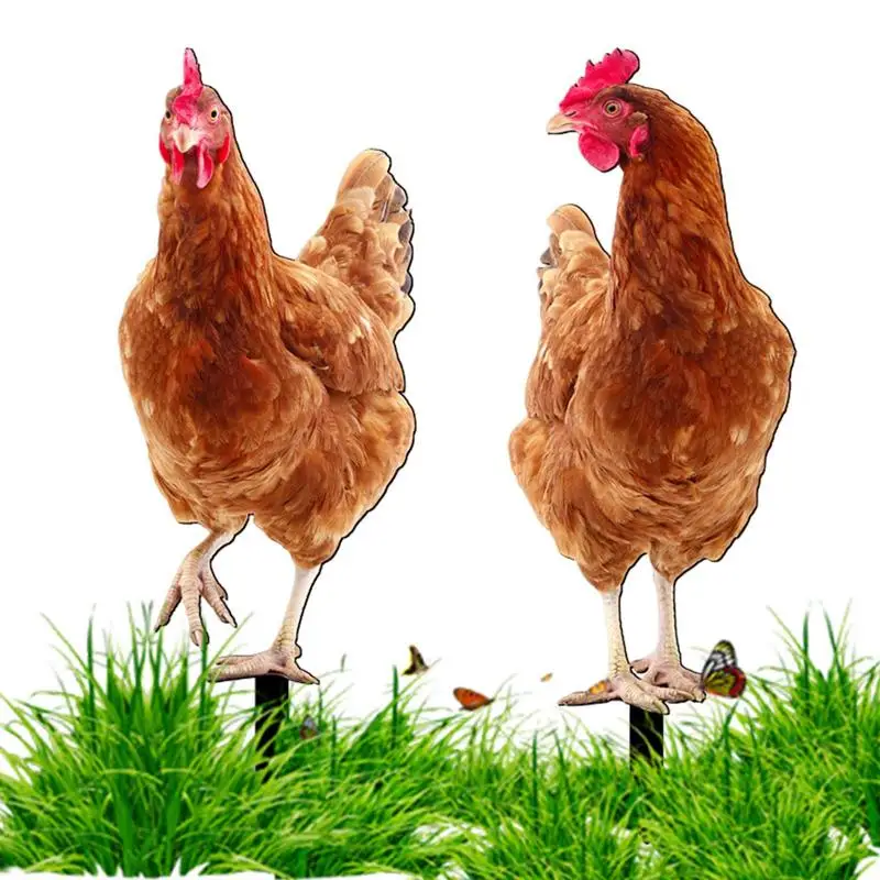 

Chicken Yard Decorations Realistic Hen Statue Acrylic Decorative Rooster Stakes Ground Plug Garden Sign For Patio Yard Pathway