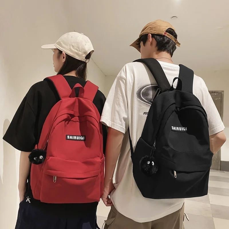 

Japanese Women Backpack Simple Style School Bag for Girls Boys Cute Pendant Men Travel Backpacks Large Capacity Student Bookbags