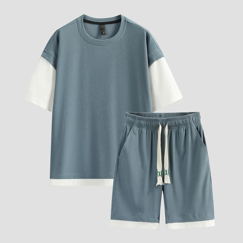 Ropa Men Clothing Mens Designer Clothes Summer Korea Fashion 2 Piece Sets Men Outfit Short Sleeve T-Shirts & Shorts 2023 Clothes