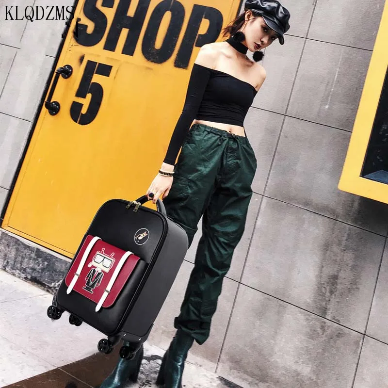 KLQDZMS Good Personality Storage Trolley Case Light Suitcase Female 18 Inch Silent Universal Wheel Luggage Fashion Boarding Case