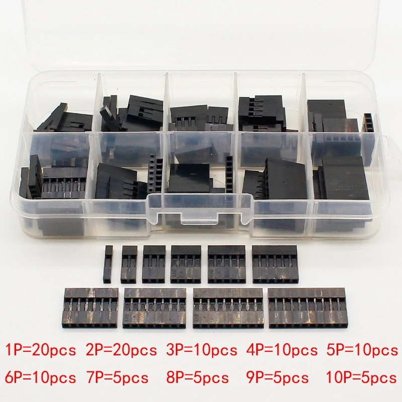 

100pc Dupont sets Kit with box 1P/2P/3P/4P/5P/6P/7P/8P/9P/ 10Pin Housing Plastic Shell Terminal Jumper Wire Connector set