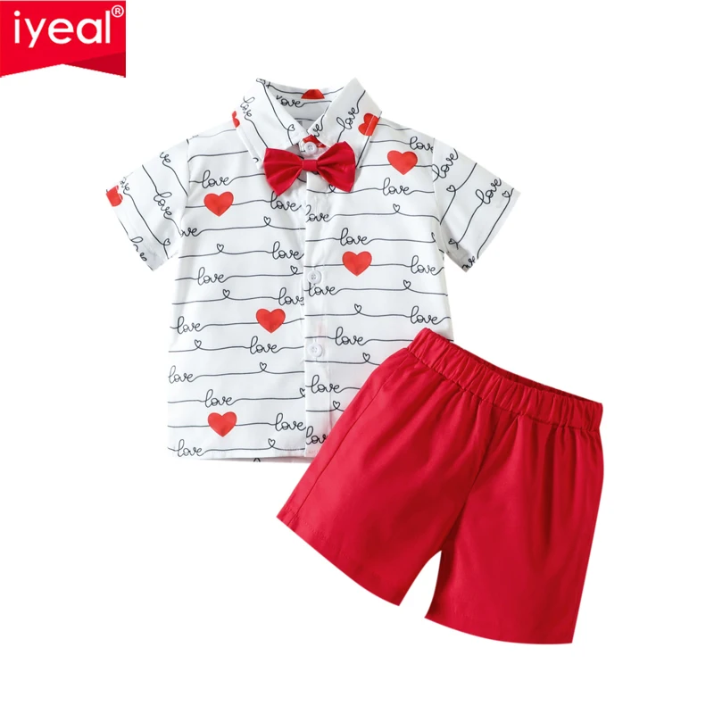 

IYEAL Summer Baby Boys Casual Clothes Set 2023 New Children's Summer Shirt+Solid Color Shorts Two-Piece Suit