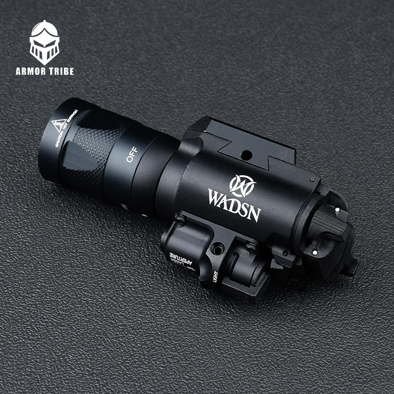 

Tactical SureF X400V X400 Hanging LED Flashlight Red Laser Whitelight Constant Momentary/Strobe 370lm Weapon Light Airsoft X300