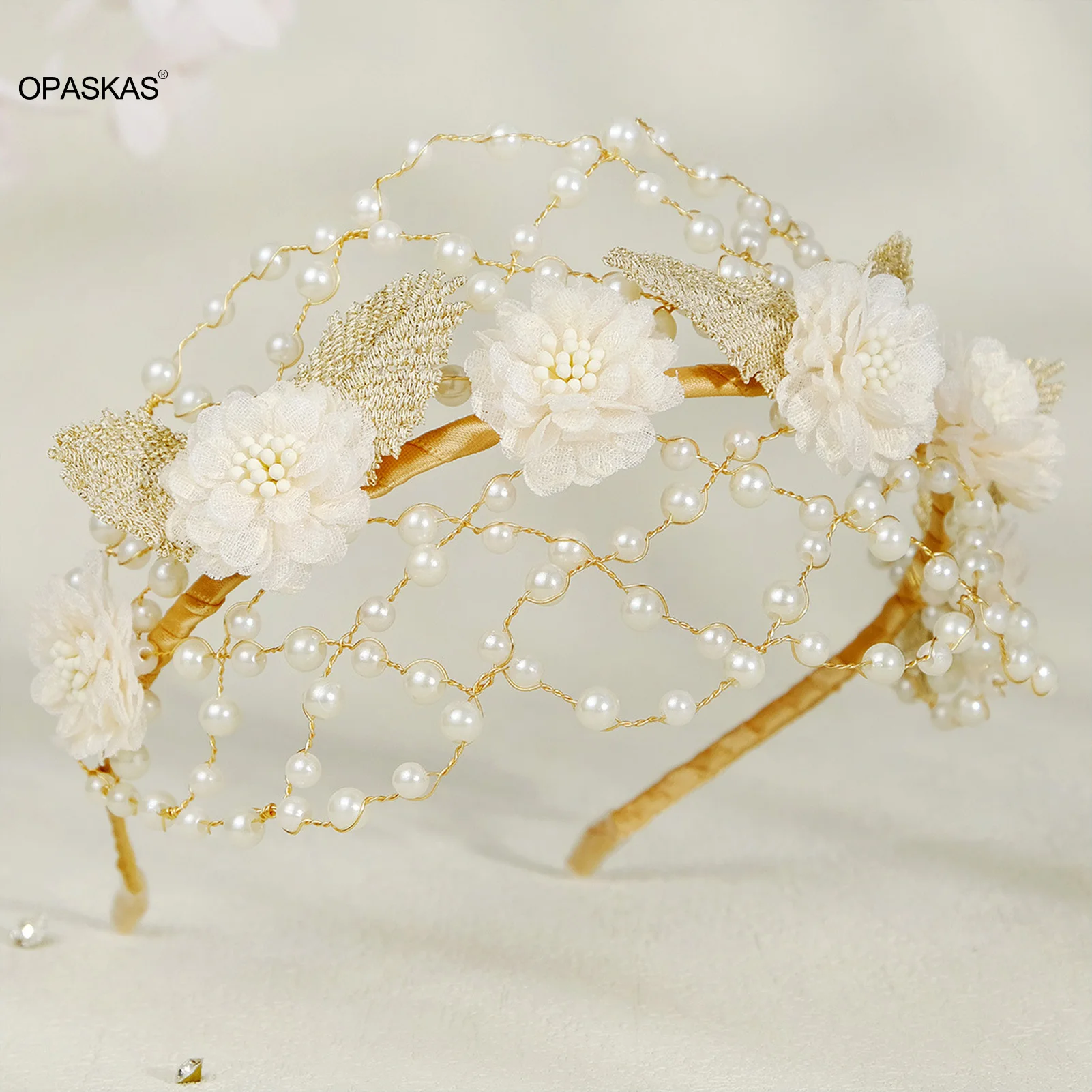 

Жемчужная Повязка для волос, тиары для невесты, украшения для волос для женщин, модная золотая корона с цветами, диадема принцессы на день ро...