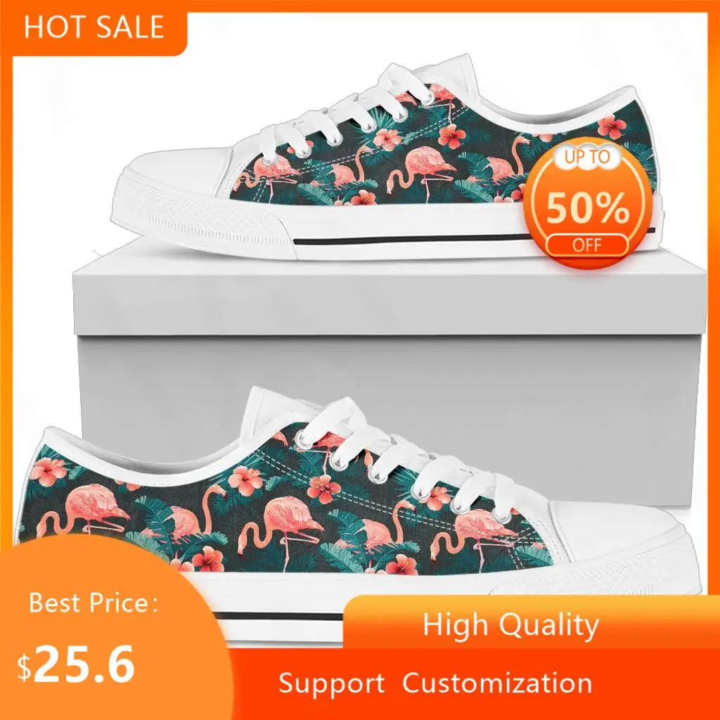 

BKQU Women Sport Shoes Black White Flamingo Prints Ladies Vulcanized Sneakers Casual Wedge Walking Shoes Women Shoes