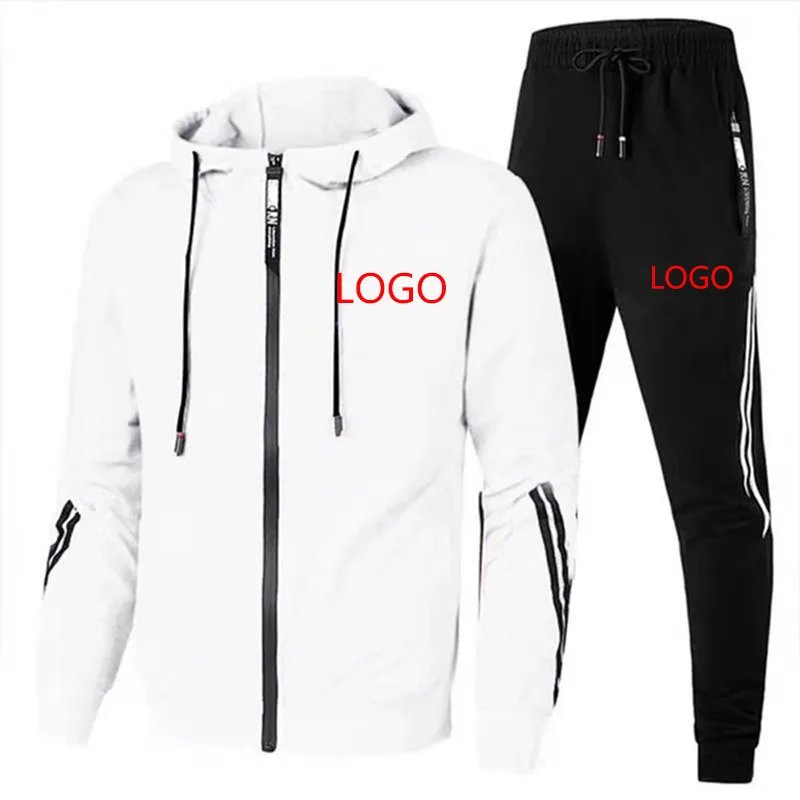 Spring Autumn Men's Striped Tracksuit Suit Zipper Fashion Sweatshirts and Sweatpants Set Male Sportswear Jogging Sportswear Suit