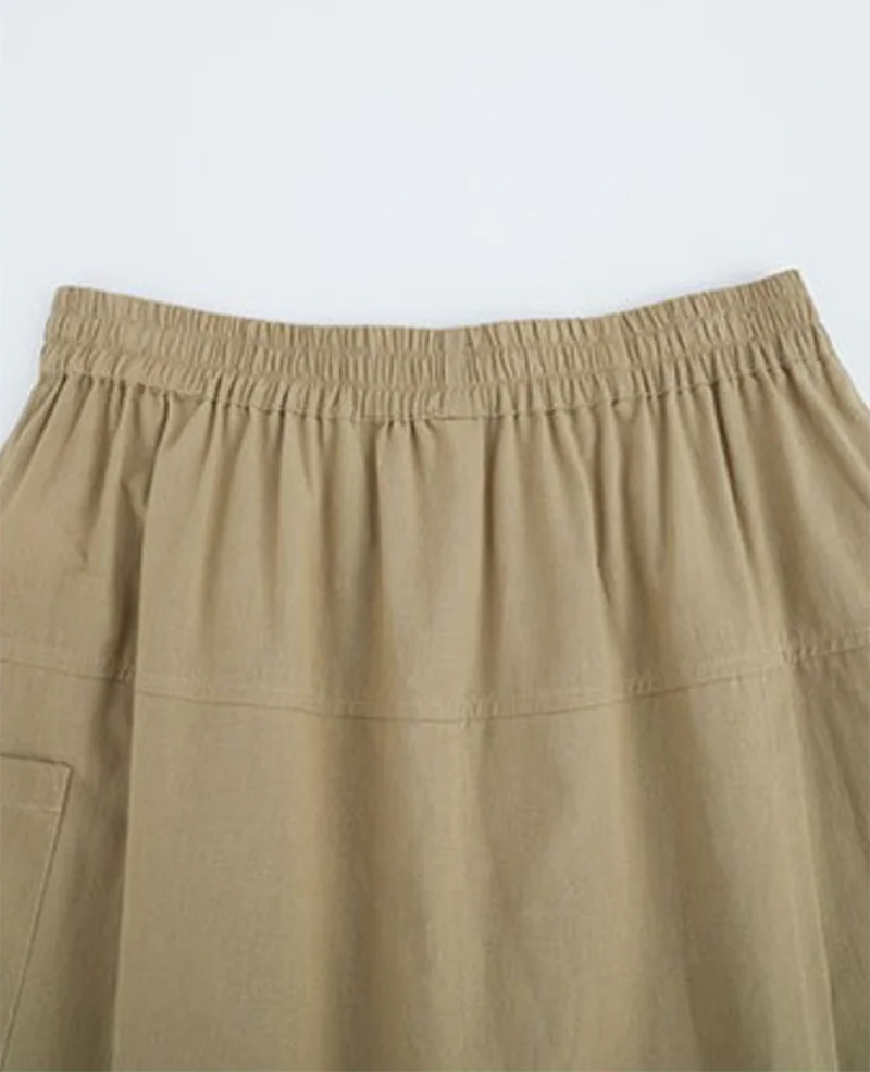 Женская Юбка-миди с естественной талией черная или цвета хаки свободная