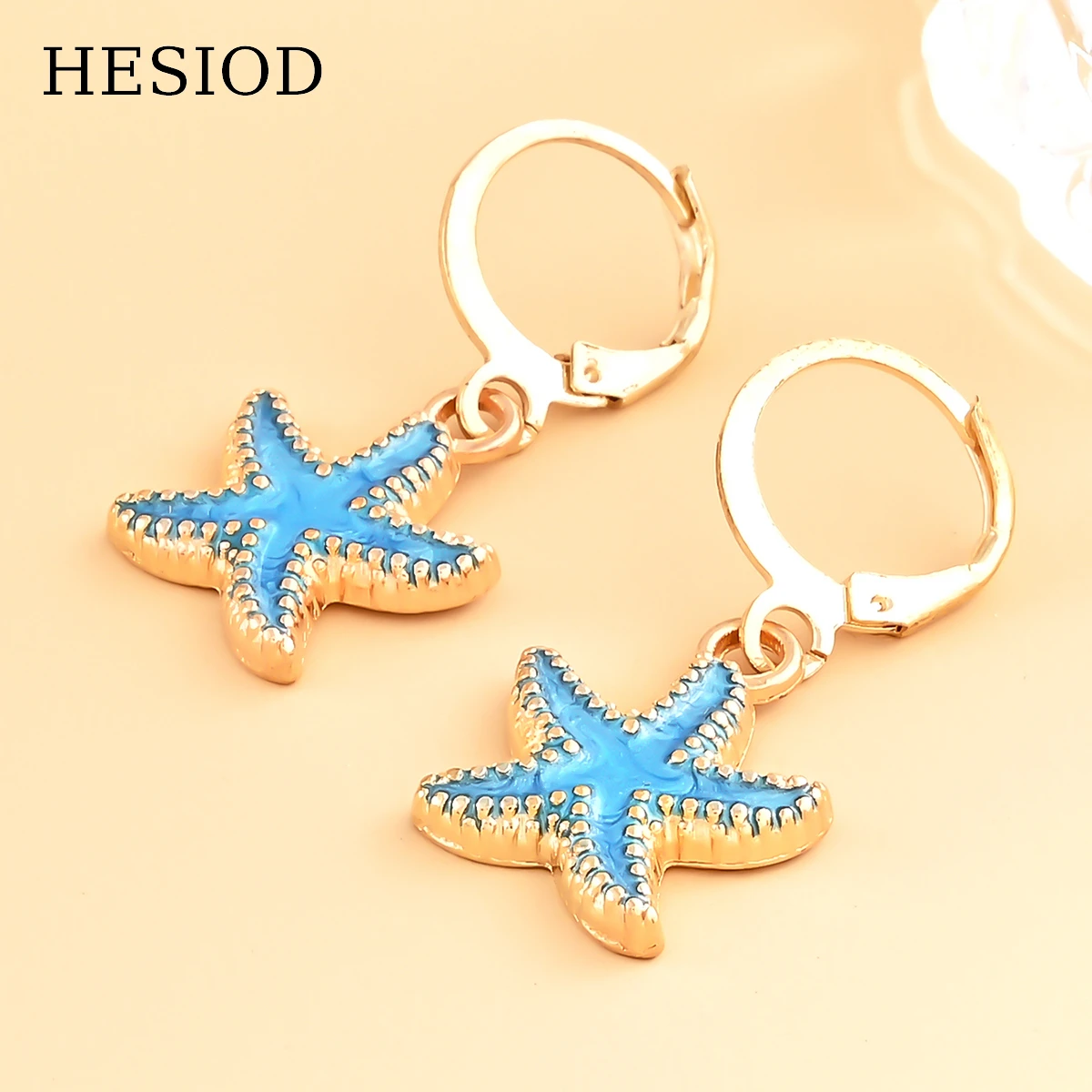 

Hot Trendy Beach Coloful Starfish Pendant Hanging Dangle Earrings For Women Gold Color Female Jewelry Summer Accessories Gifts