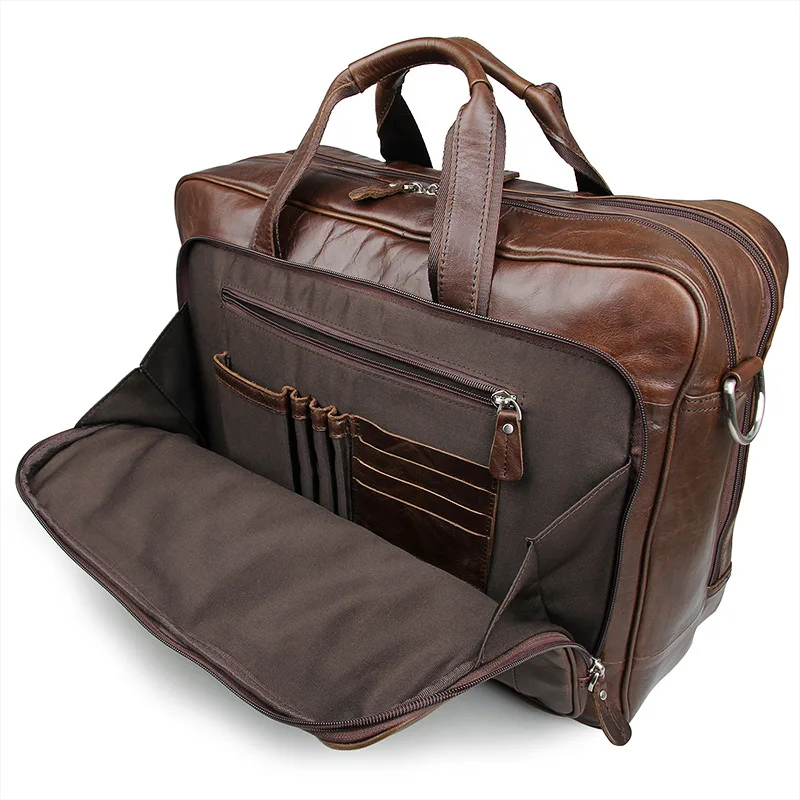 Large Business Men's Briefcase Original Casual Genuine Leather Handbag Men's High Quality Shoulder Bag For 15.6 Inch Laptop Bag
